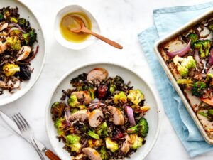Sheet-Pan Chicken Sausages with Broccoli & Romanesco