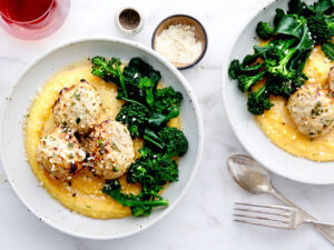Turkey Meatballs with Polenta & Broccoli